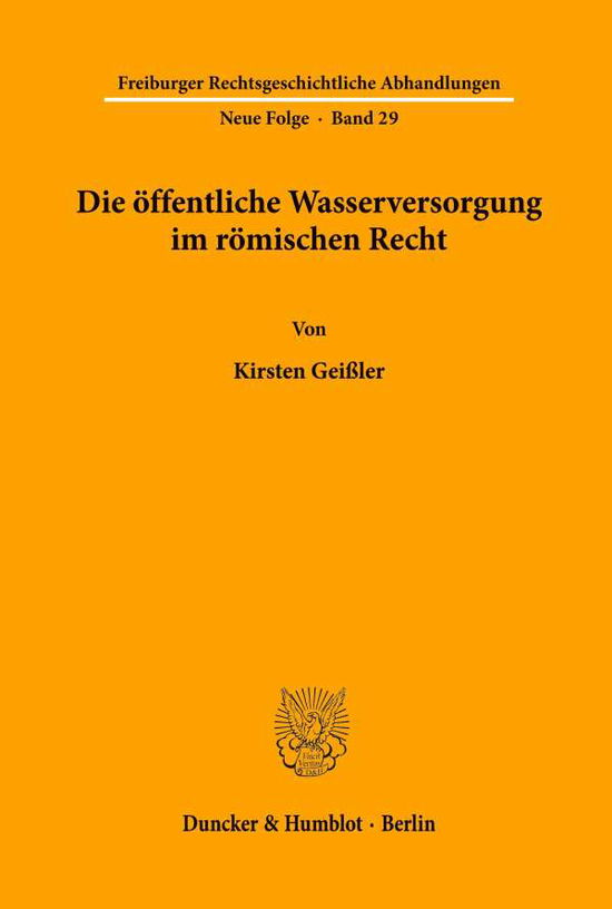 Cover for Geißler · Die öffentliche Wasserversorgun (Book) (1998)