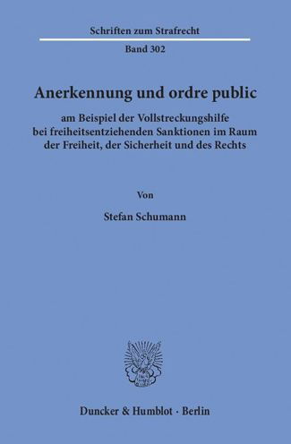 Cover for Schumann · Anerkennung und ordre public (Bog) (2016)