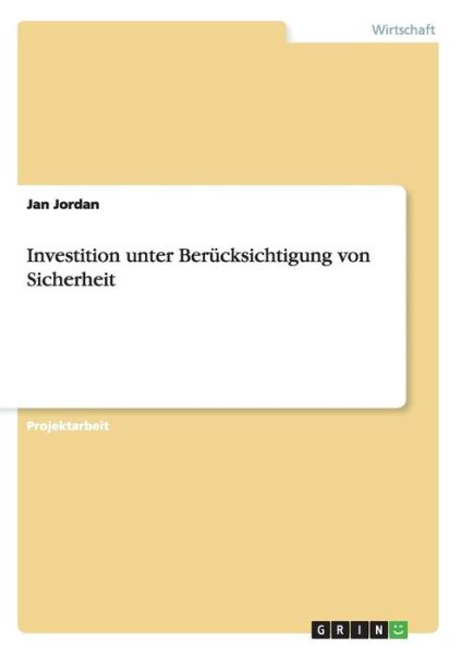 Cover for Jordan · Investition unter Berücksichtigu (Book) (2014)