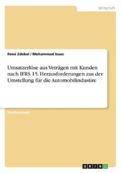 Cover for Zdebel · Umsatzerlöse aus Veträgen mit Ku (Bog)