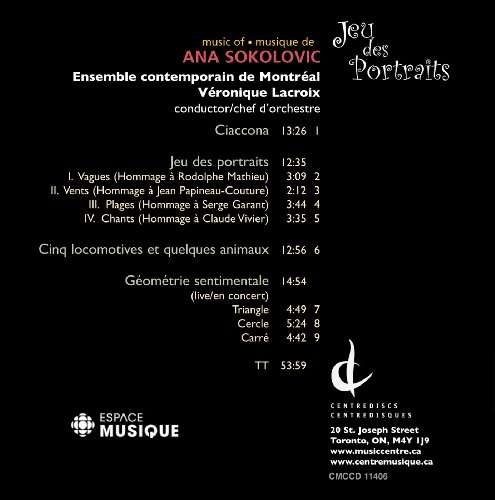 Cover for Ana Sokolovic · Jeu Des Portraits (CD) (2009)