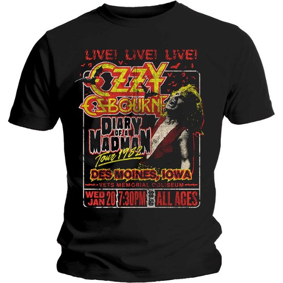 Ozzy Osbourne Unisex T-Shirt: Diary of a Madman Tour - Ozzy Osbourne - Fanituote - MERCHANDISE - 5056170664622 - perjantai 17. tammikuuta 2020
