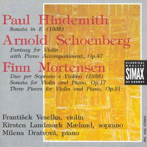 Sonata in E Major / Fantasy / Duo Violin Sonata - Hindemith / Schoenberg / Dratvova / Veselka - Musik - SIMAX - 7025560102622 - 13. januar 1992