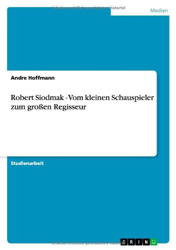 Cover for Hoffmann · Robert Siodmak - Vom kleinen S (Book) [German edition] (2011)