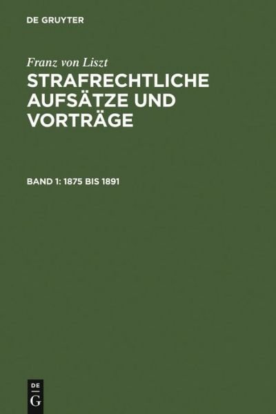 Cover for Liszt · Strafrechtliche Aufsätze.1 (Bog) (1970)