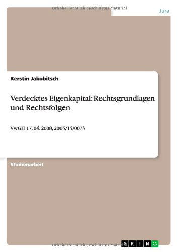 Verdecktes Eigenkapital: Rec - Jakobitsch - Livros - GRIN Verlag GmbH - 9783640802623 - 18 de janeiro de 2011