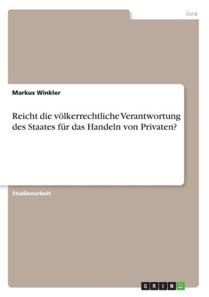 Cover for Winkler · Reicht die völkerrechtliche Ver (Bok)