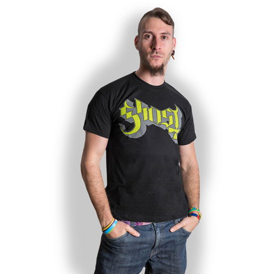 Ghost Unisex T-Shirt: Green / Grey Keyline Logo - Ghost - Koopwaar - Global - Apparel - 5055295344624 - 