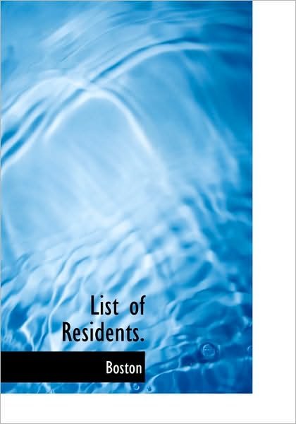 Cover for Boston · List of Residents. (Pocketbok) (2009)