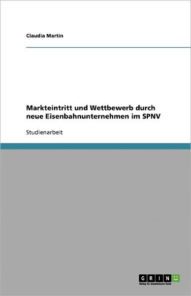Cover for Martin · Markteintritt und Wettbewerb dur (Paperback Bog) [German edition] (2008)
