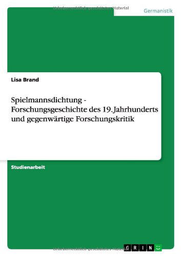 Cover for Brand · Spielmannsdichtung - Forschungsge (Book) [German edition] (2013)