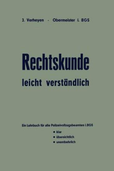 Cover for Josef Verheyen · Rechtskunde -- Leicht Verstandlich (Taschenbuch) [2nd 2. Aufl. 1965 edition] (1965)