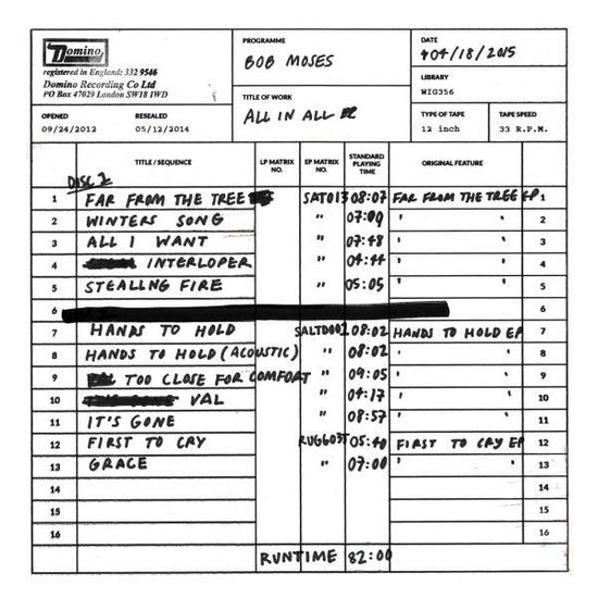 All In All - Bob Moses - Music - DOMINO - 0887828035625 - April 16, 2015