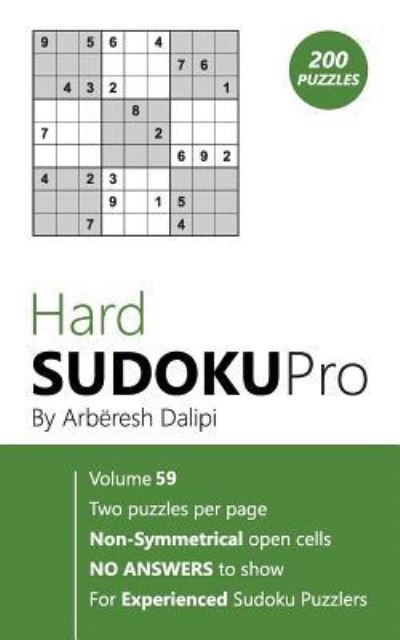 Cover for Arbëresh Dalipi · Hard Sudoku Pro (Paperback Book) (2017)