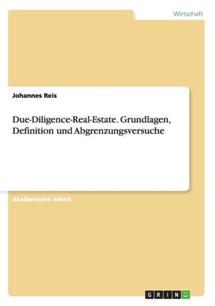 Cover for Reis · Due-Diligence-Real-Estate. Grundla (Book) (2014)