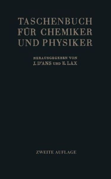 Cover for D Ans  Jean · Taschenbuch fur Chemiker und Physiker (Paperback Book) (2014)