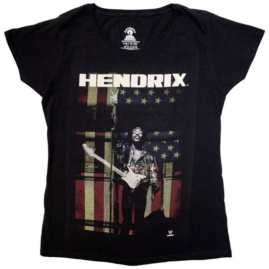 Jimi Hendrix Ladies T-Shirt: Peace Flag - The Jimi Hendrix Experience - Gadżety - Bravado - 5055979952626 - 