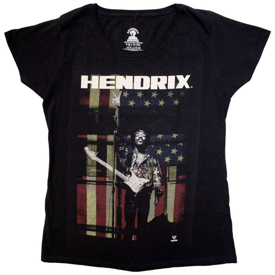 Jimi Hendrix Ladies T-Shirt: Peace Flag - The Jimi Hendrix Experience - Marchandise - Bravado - 5055979952626 - 