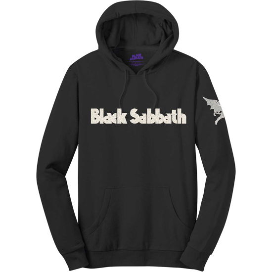 Black Sabbath Unisex Pullover Hoodie: Logo & Daemon (Applique) - Black Sabbath - Koopwaar - ROCK OFF - 5056170666626 - 30 december 2019