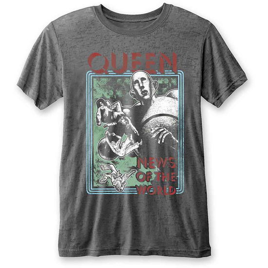 Queen Unisex Burnout T-Shirt: News of the World - Queen - Merchandise -  - 5056368609626 - 