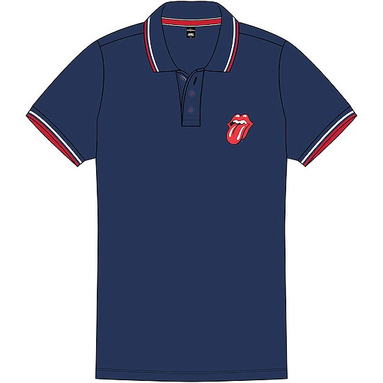 Cover for The Rolling Stones · The Rolling Stones Unisex Polo Shirt: Classic Tongue (Bekleidung) [size XXL] [Blue - Unisex edition]
