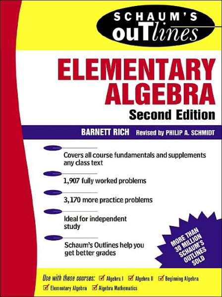 Cover for Barnett Rich · Schaum's Outline of Elementary Algebra (Paperback Book) (1993)