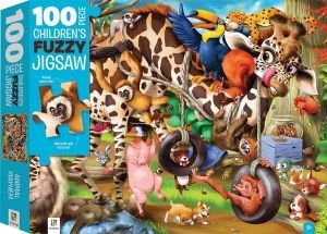 Cover for Hinkler Pty Ltd · 100-Piece Children's Fuzzy Jigsaw: Animal Mayhem - Children's Jigsaw with Treatments (GAME) (2018)