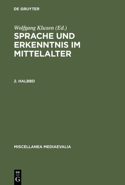 Cover for Wolfgang Kluxen · Sprache u.Erkenntnis im Mittelalter.2 (Book) (1981)