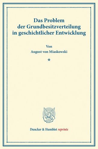 Cover for Miaskowski · Das Problem der Grundbesitzv (Book) (2013)