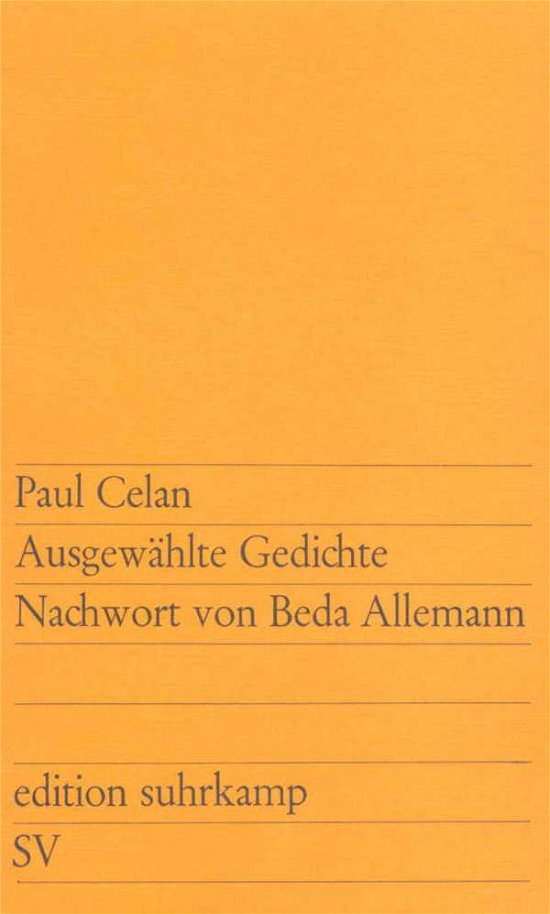 Cover for Paul Celan · Edit.Suhrk.0262 Celan.Ausgewählte Ged. (Bok)