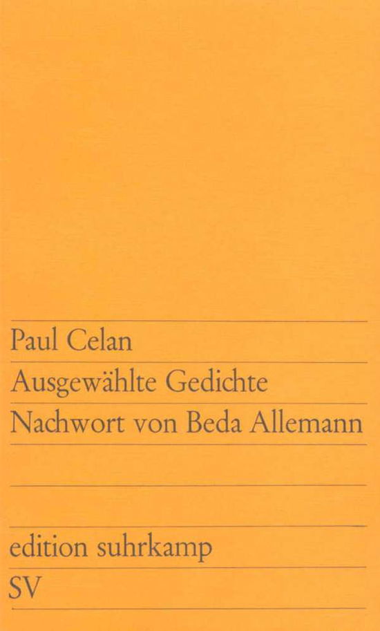 Edit.Suhrk.0262 Celan.Ausgewählte Ged. - Paul Celan - Books - - 9783518102626 -