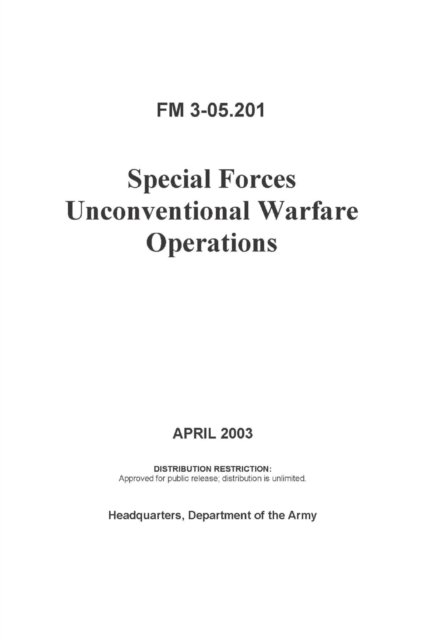 Cover for Department Of the Army · FM 3-05.201 Special Forces Unconventional Warfare Operations (Pocketbok) (2022)