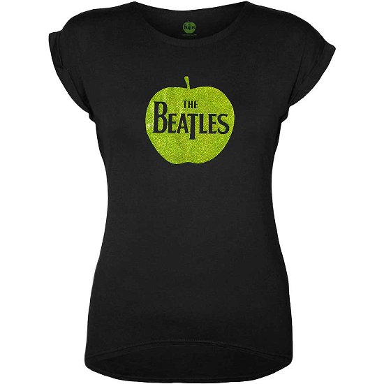 The Beatles Ladies T-Shirt: Apple Logo (Sparkle Gel) - The Beatles - Fanituote - Apple Corps - Apparel - 5056170601627 - 