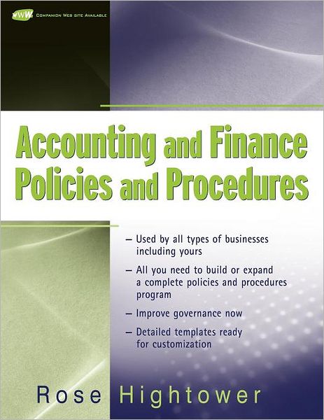 Cover for Rose Hightower · Accounting and Finance Policies and Procedures, (with URL) (Paperback Book) (2008)
