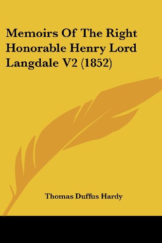 Cover for Thomas Duffus Hardy · Memoirs of the Right Honorable Henry Lord Langdale V2 (1852) (Paperback Book) (2008)