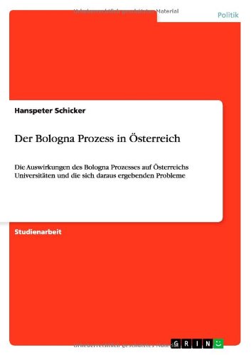 Cover for Schicker · Der Bologna Prozess in Österre (Book) [German edition] (2011)