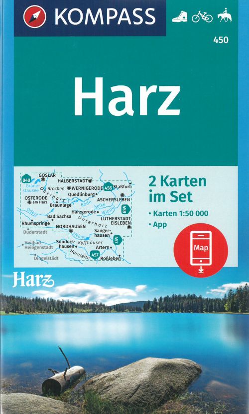 Cover for Mair-Dumont / Kompass · Kompass Wanderkarte: Harz (Inbunden Bok) (2018)