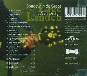 Lage Landen Tour 2007 - Boudewijn De Groot - Music - UNIVERSAL - 0602517474628 - October 11, 2007