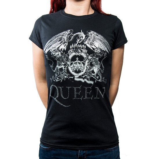 Queen Ladies T-Shirt: Logo (Embellished) - Queen - Produtos - Bravado - 5055979958628 - 