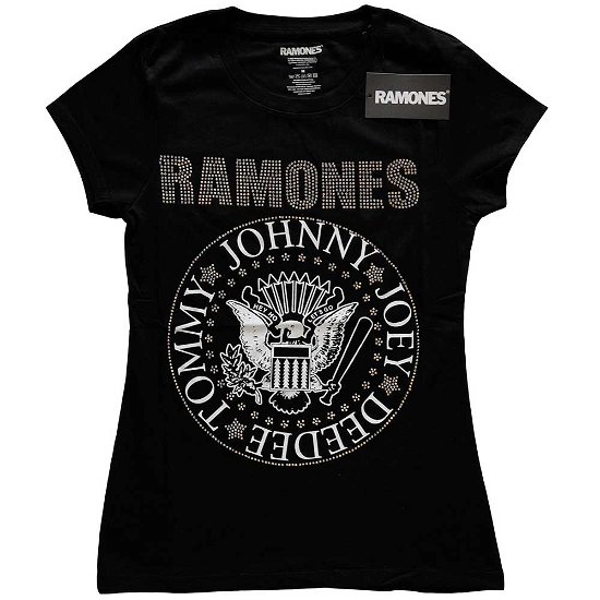 Ramones Ladies T-Shirt: Presidential Seal (Embellished) - Ramones - Produtos -  - 5056561022628 - 