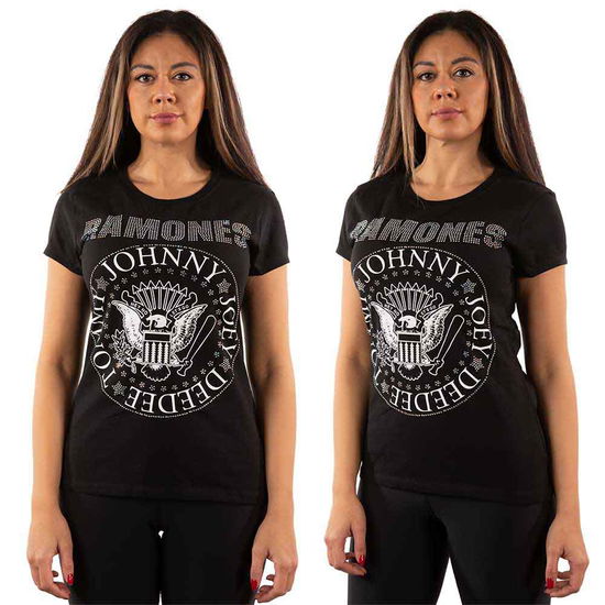 Ramones Ladies T-Shirt: Presidential Seal (Embellished) - Ramones - Merchandise -  - 5056561022628 - 