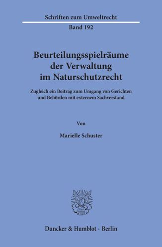 Cover for Schuster · Beurteilungsspielräume der Ver (Book) (2020)