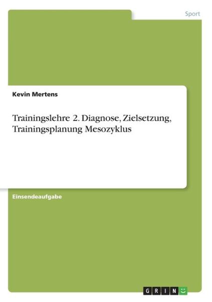 Cover for Mertens · Trainingslehre 2. Diagnose, Zie (Book)