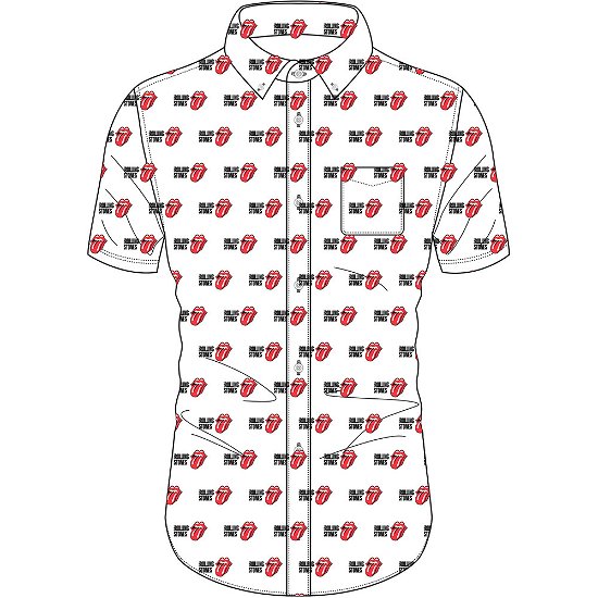 Cover for The Rolling Stones · The Rolling Stones Unisex Casual Shirt: Tongue and Text (All Over Print) (TØJ) [size S] [White - Unisex edition]