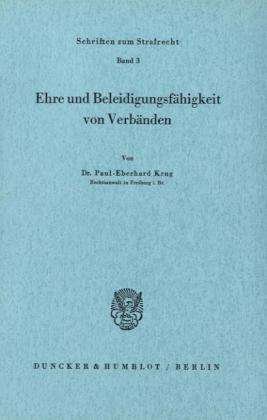 Cover for Krug · Ehre und Beleidigungsfähigkeit von (Bok) (1965)