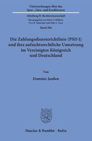 Cover for Janßen · Die Zahlungsdiensterichtlinie (P (Book) (2017)