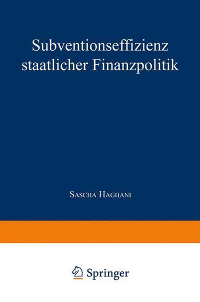 Cover for Sascha Haghani · Subventionseffizienz Staatlicher Finanzpolitik (Paperback Book) [1999 edition] (1999)