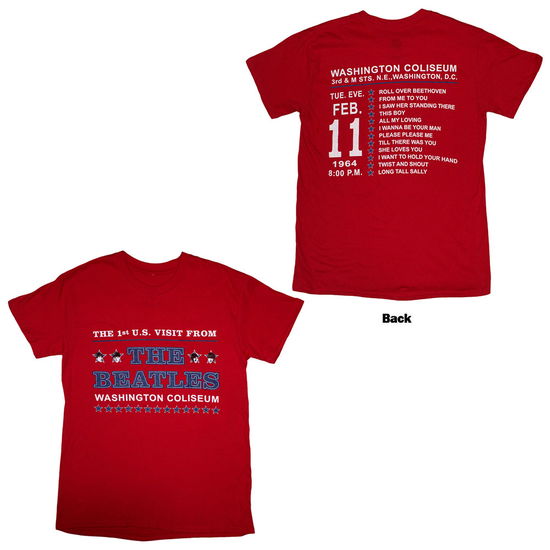 Cover for The Beatles · The Beatles Unisex T-Shirt: Washington '64 Stars Setlist (Red) (Back Print) (T-shirt) [size S] (2024)