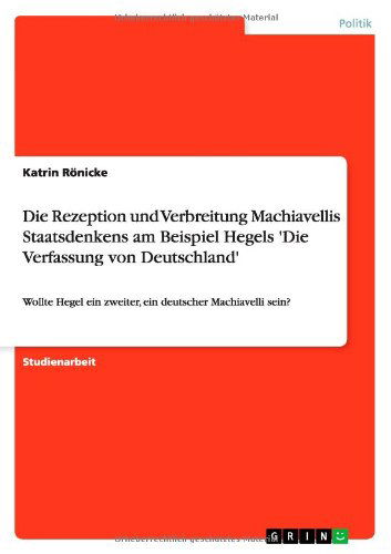 Cover for Rönicke · Die Rezeption und Verbreitung M (Book) [German edition] (2011)