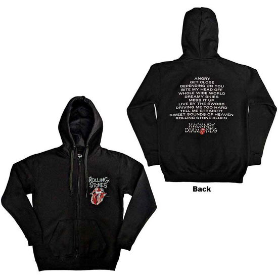 Cover for The Rolling Stones · The Rolling Stones Unisex Zipped Hoodie: Hackney Diamonds Tracklist (Black) (Back Print) (Hoodie)